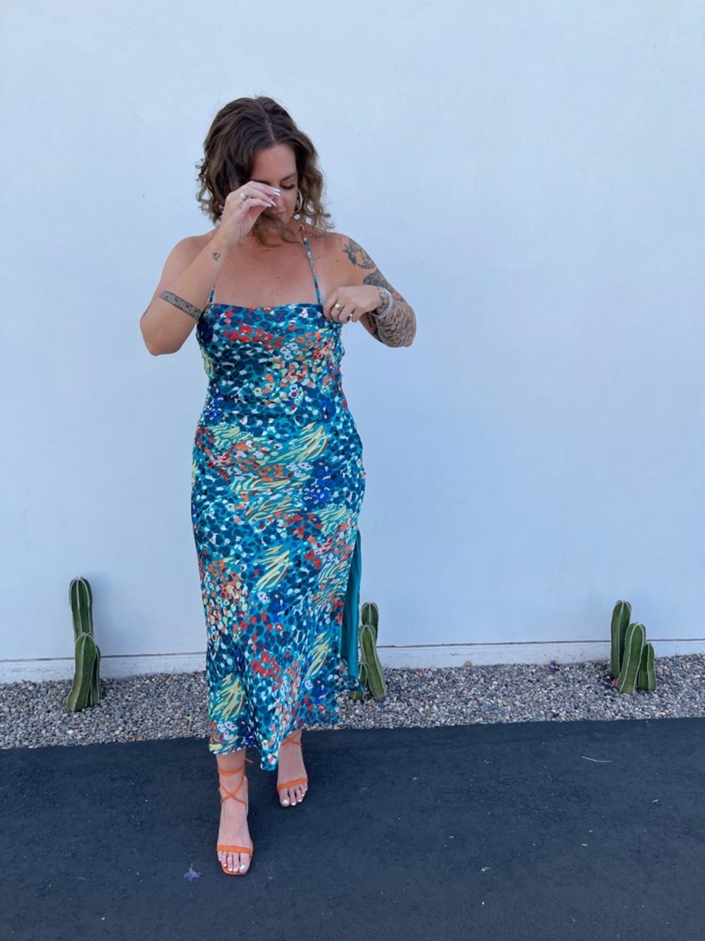 Stunning Teal Floral Print Dress